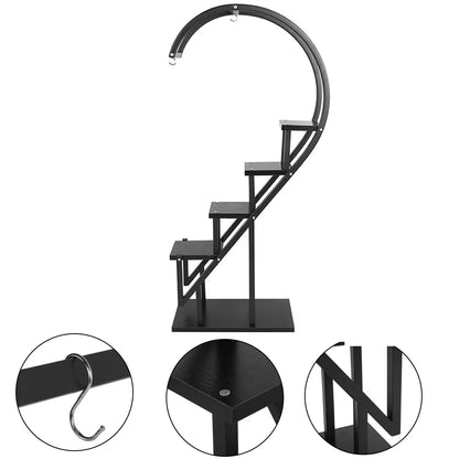 Iron Wood Arc Ladder Plant Stand