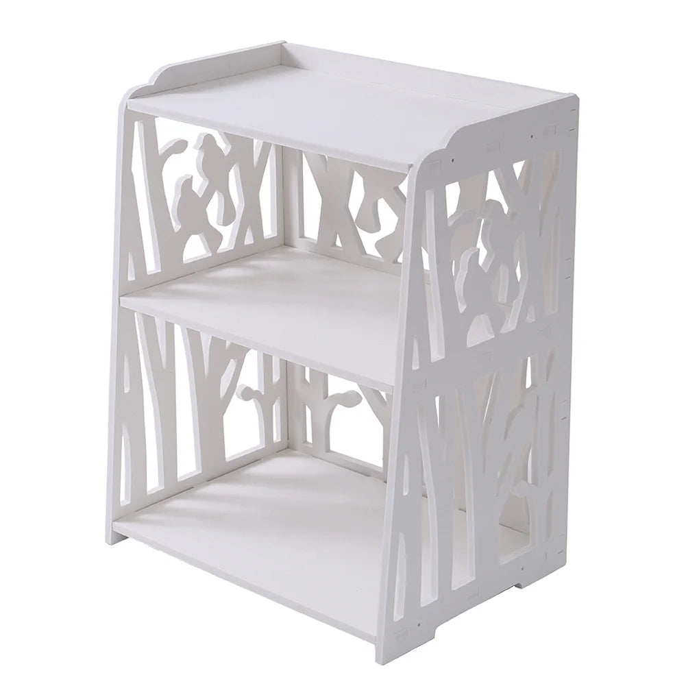 White Wood Nightstand with Storage Shelves