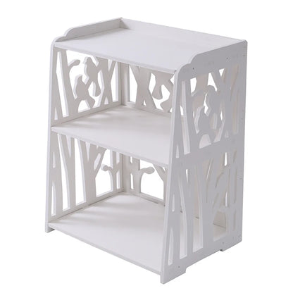 White Wood Nightstand with Storage Shelves