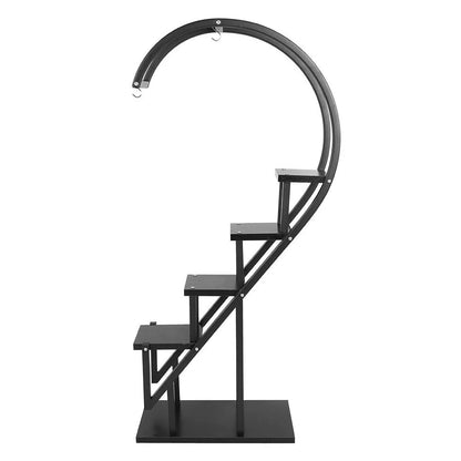 Iron Wood Arc Ladder Plant Stand