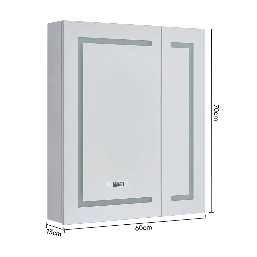 Frameless LED Mirror Cabinet with Clock