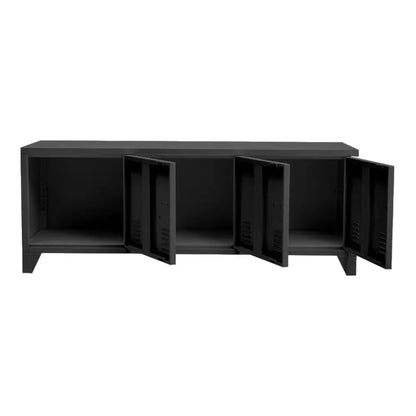 Black Industrial TV Stand with Storage Cabinet