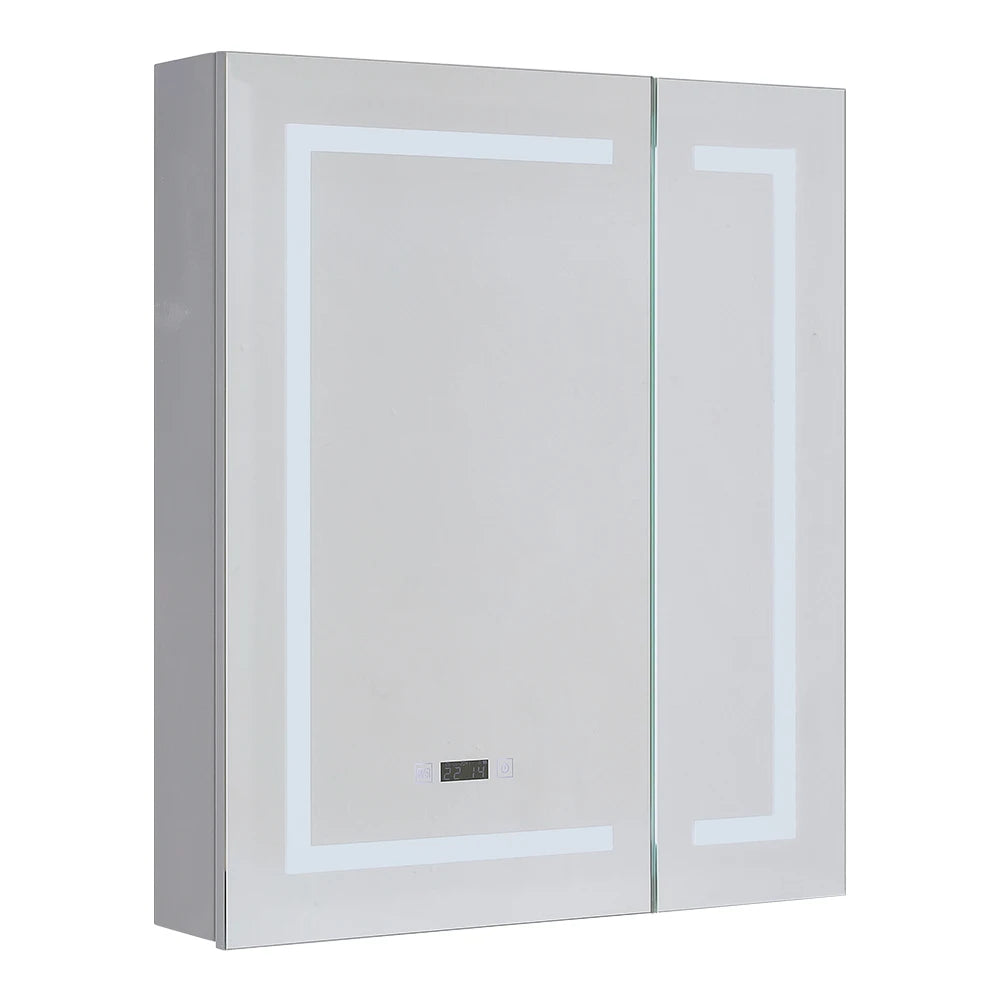 Frameless LED Mirror Cabinet with Clock
