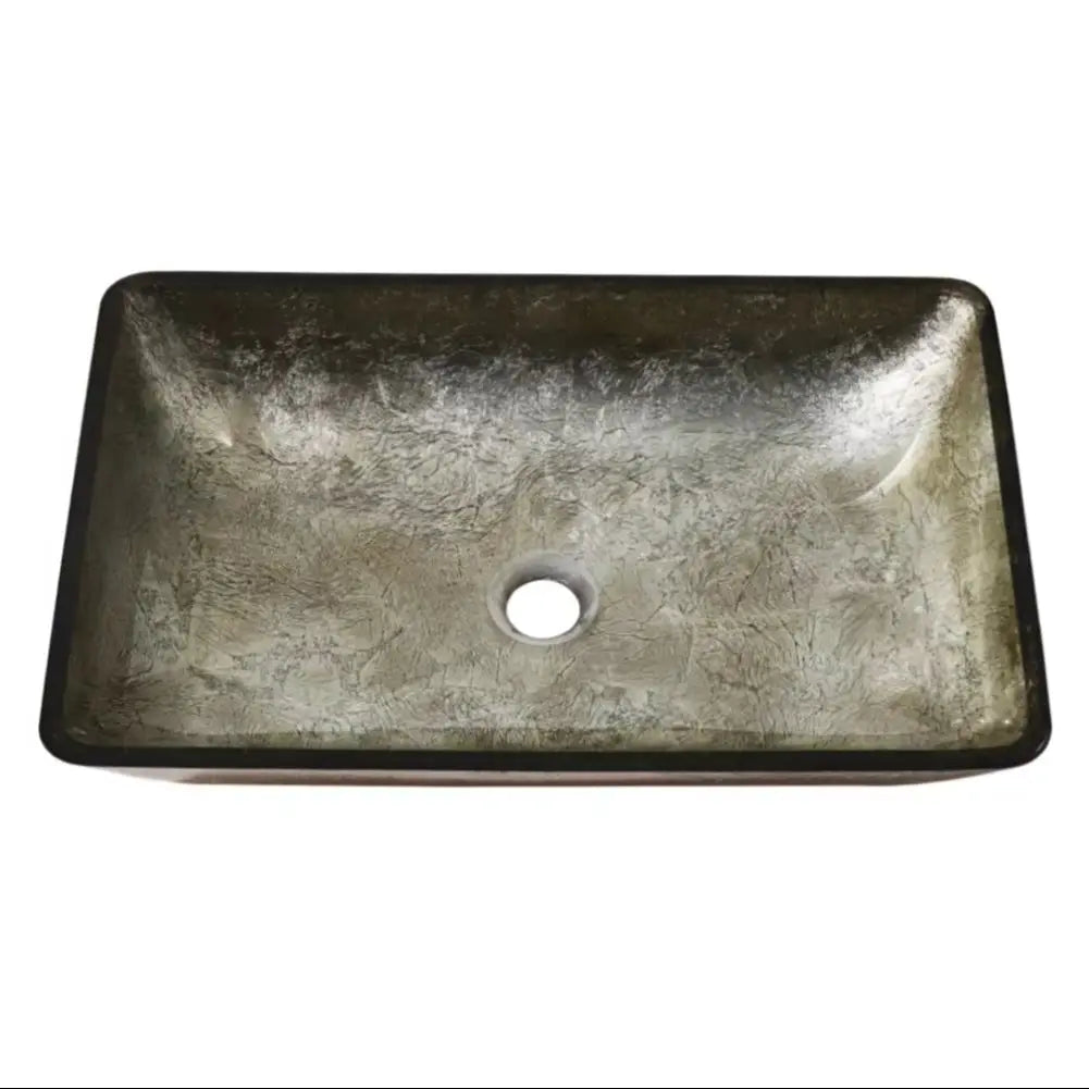 Tempered Glass Basin with Gold Finish