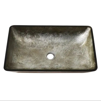 Tempered Glass Basin with Gold Finish