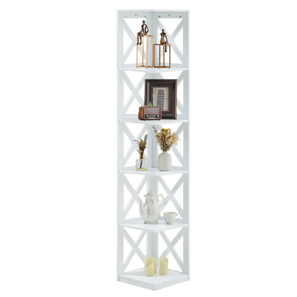 5-Tier Wooden Corner Standing Shelf