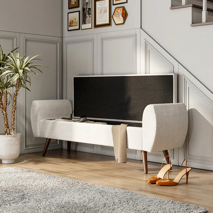 Linen Upholstered Storage Bench