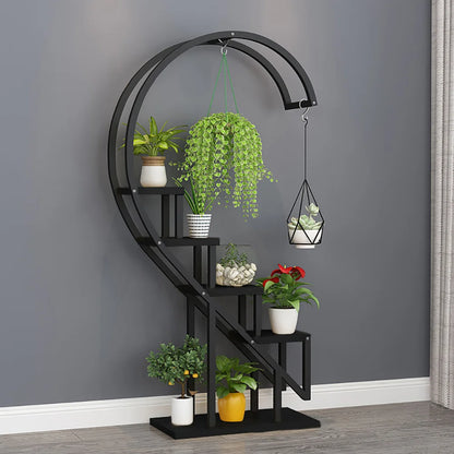 Iron Wood Arc Ladder Plant Stand