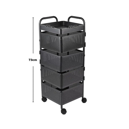 Tiered Carbon Steel Rotating Storage Rack with Wheels