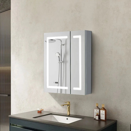 Frameless LED Mirror Cabinet with Clock