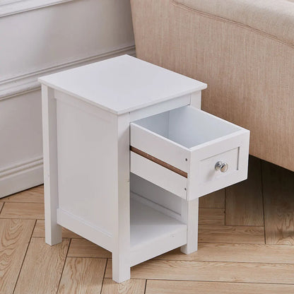 White Side Table with Drawer
