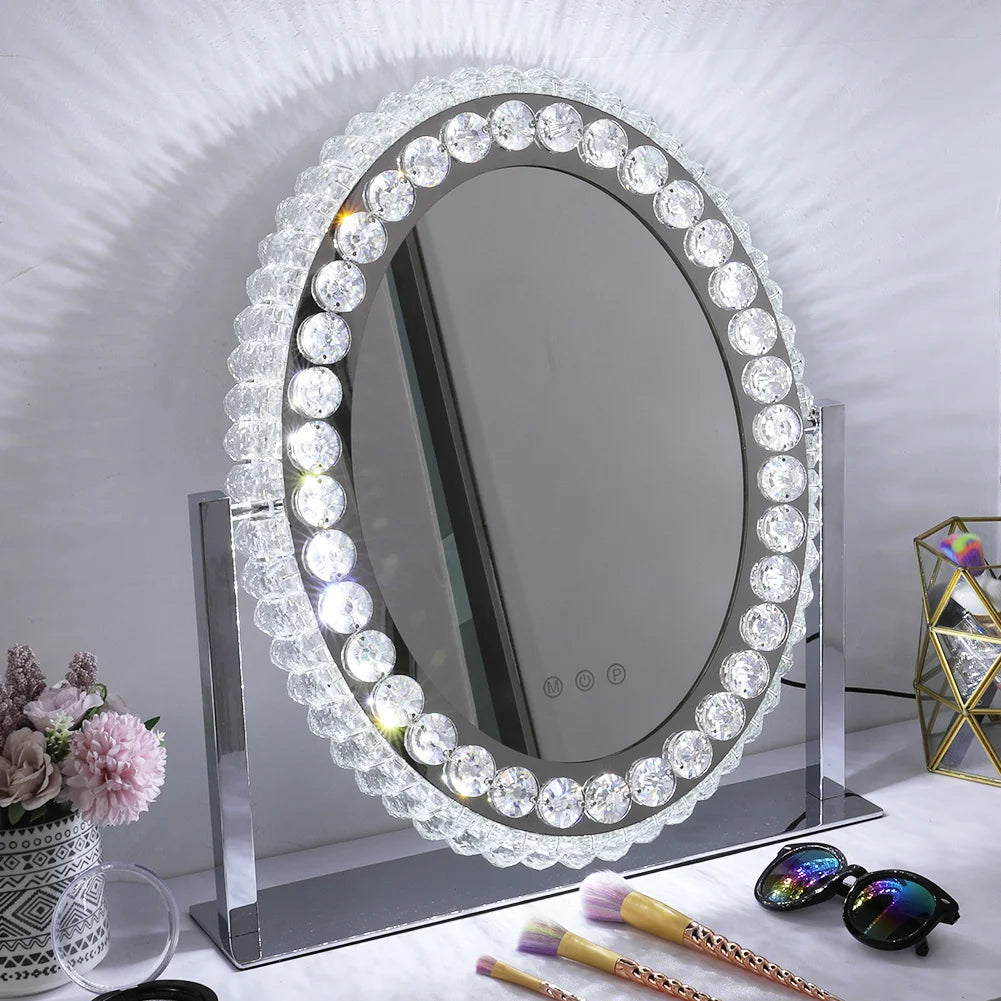 Crystal-Framed LED Vanity Mirror