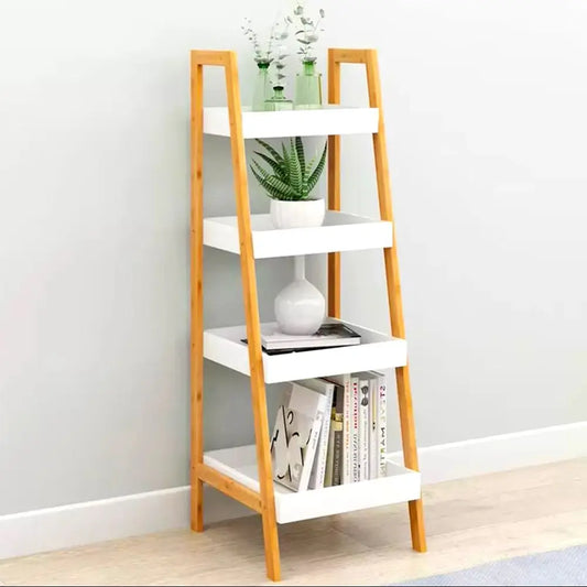 Tiered Bathroom Wooden Ladder Shelf