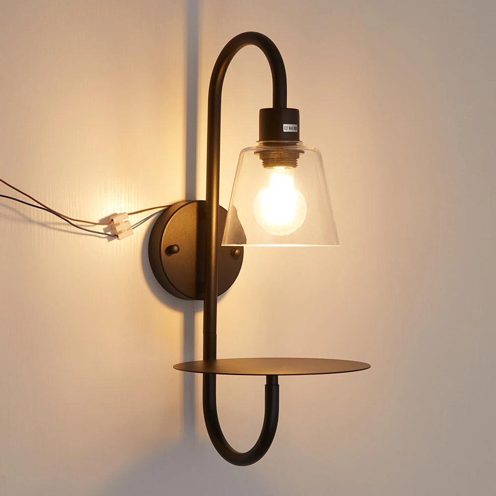 Transparent Glass Wall Light with Tray