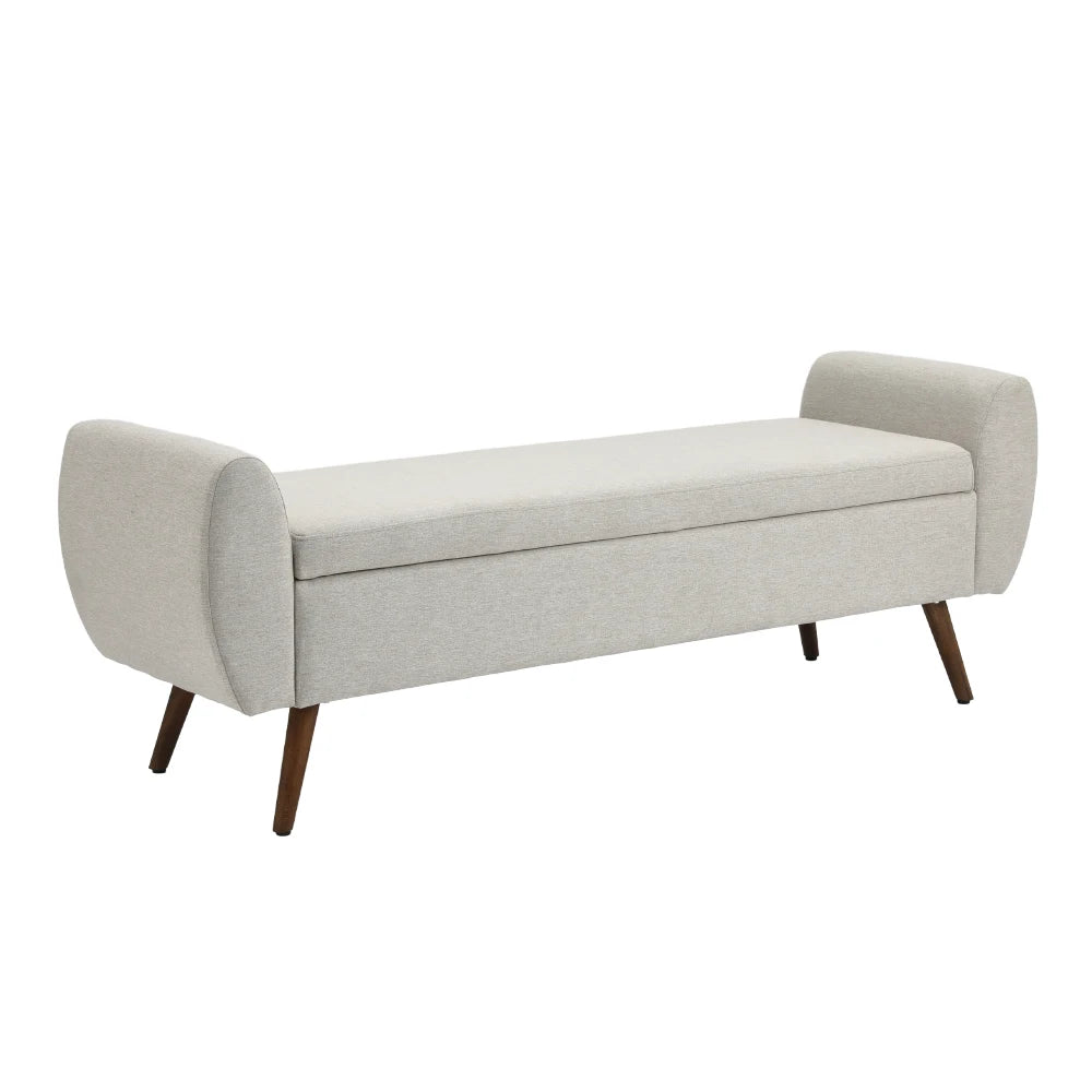Linen Upholstered Storage Bench