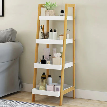 Tiered Bathroom Wooden Ladder Shelf