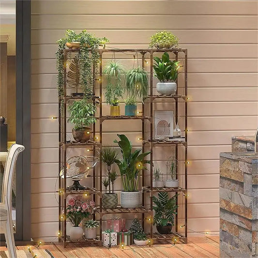Multi-Tier Wood Plants Display Shelf