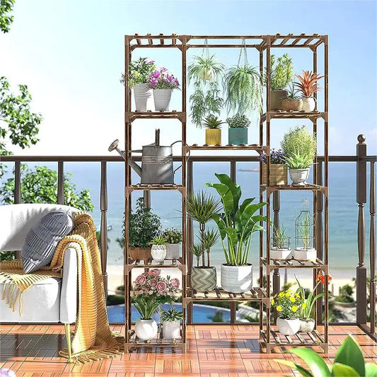 Multi-Tier Wood Plants Display Shelf