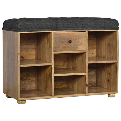 Black Tweed Shoe Storage Bench