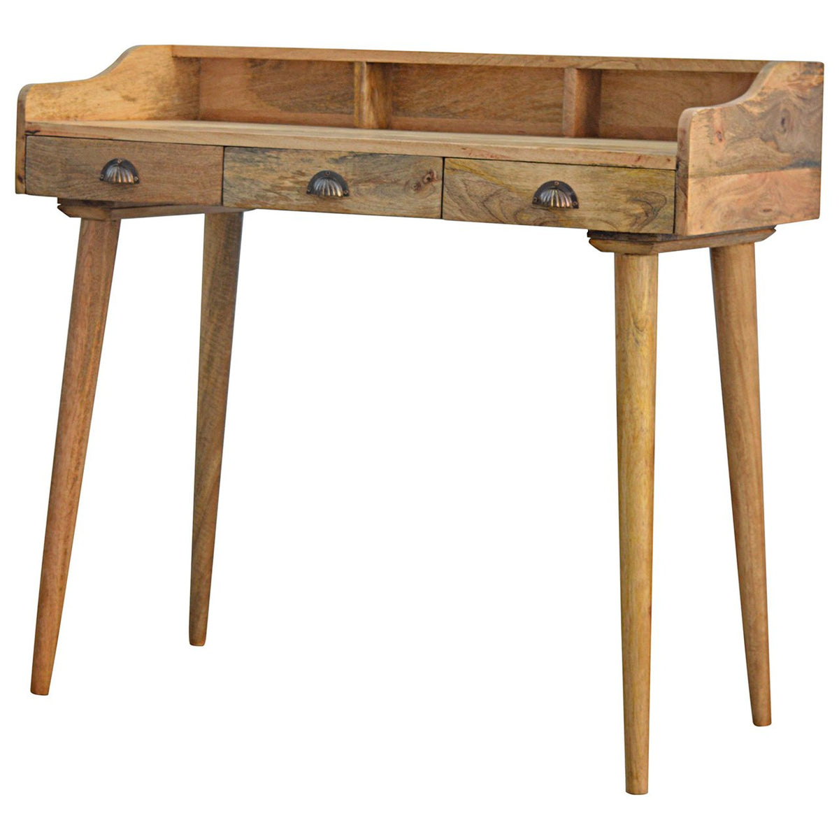 Gallery Wooden Writing Desk styled with a laptop and desk accessories