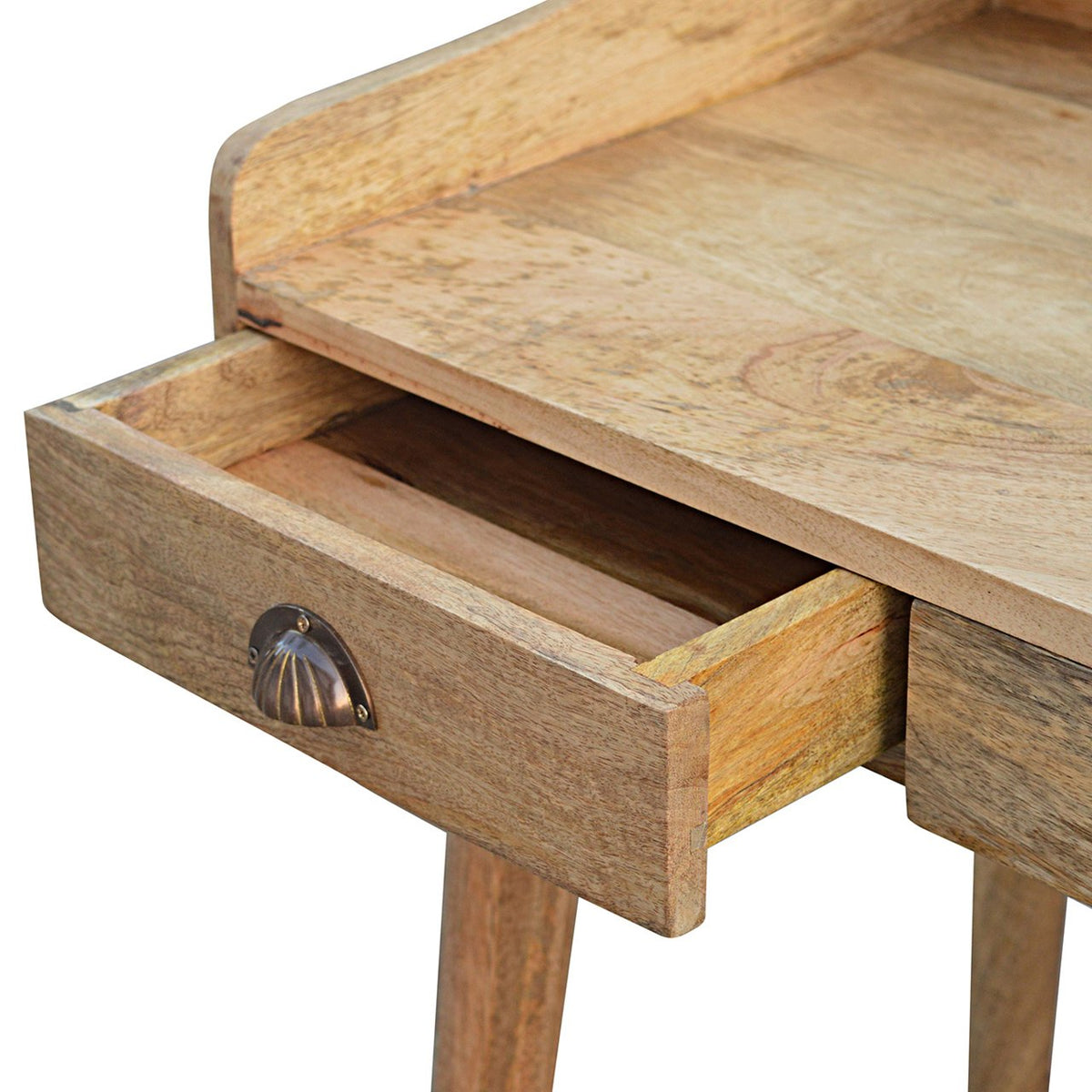 Gallery Wooden Writing Desk, side profile showing Scandinavian-style legs
