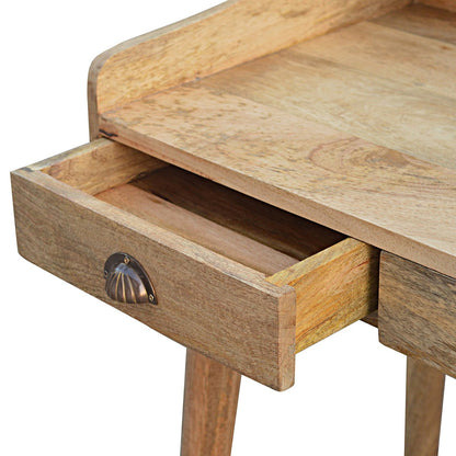 Gallery Wooden Writing Desk, side profile showing Scandinavian-style legs