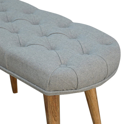 Buttoned Grey Tweed Bench
