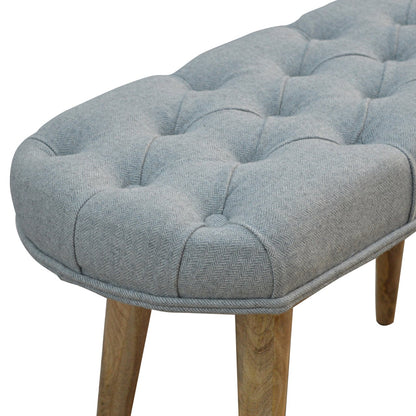 Buttoned Grey Tweed Bench