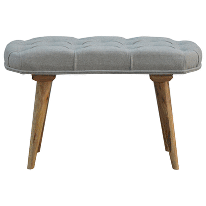 Buttoned Grey Tweed Bench