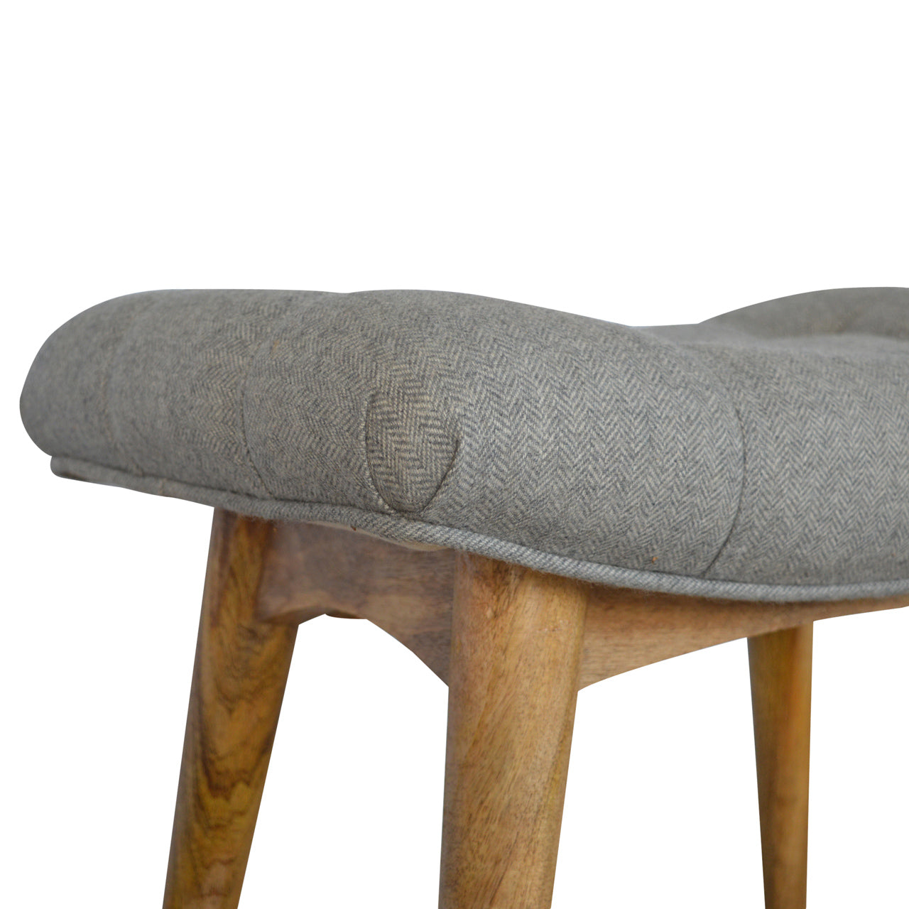 Grey Tweed Curved Bench