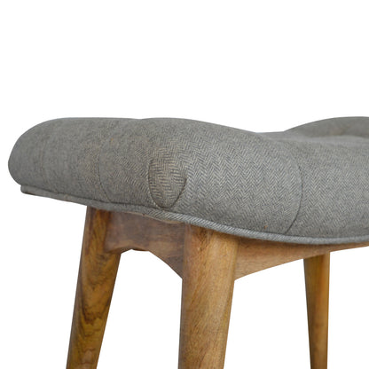 Grey Tweed Curved Bench