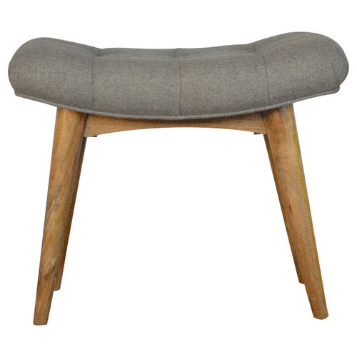 Grey Tweed Curved Bench
