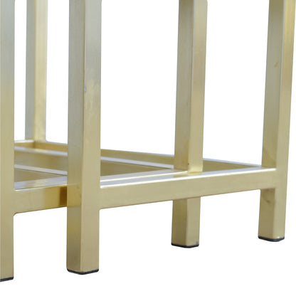 Mango Wood Gold Stool (Set of 3)