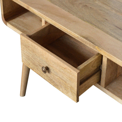 Curved Open Coffee Table from a three-quarter angle