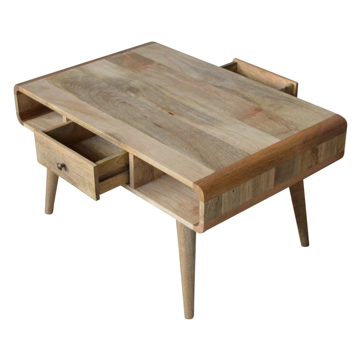 Curved Open Coffee Table styled in a living room setting