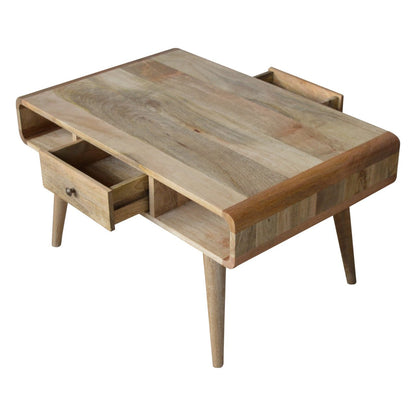 Curved Open Coffee Table styled in a living room setting