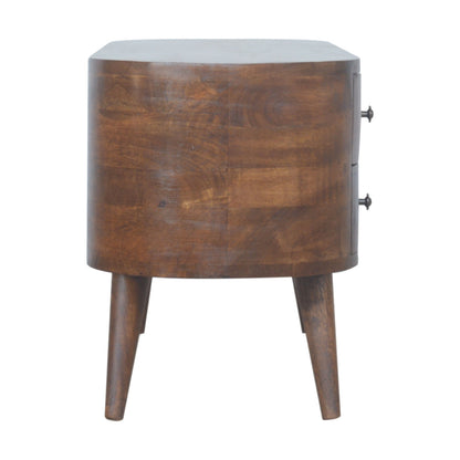 Chestnut Media Console Unit, three-quarter angle view